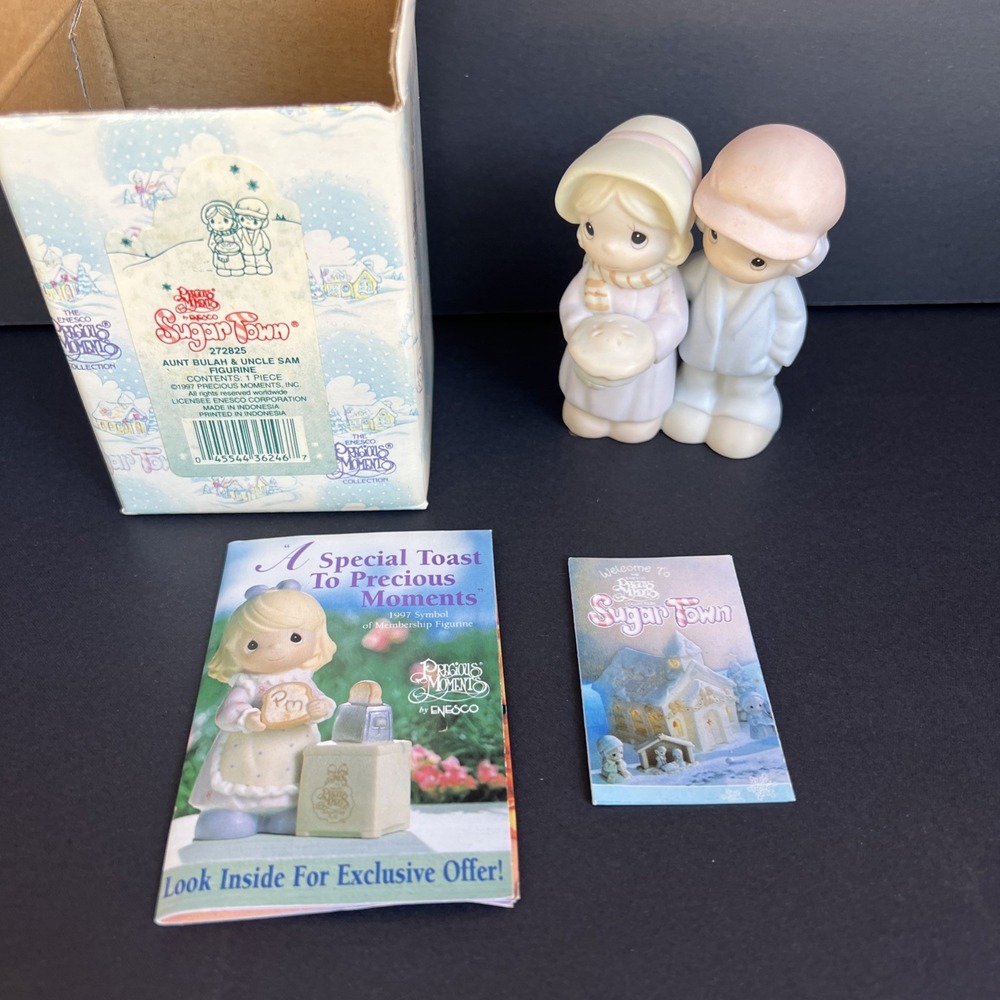 1997 Precious Moments Sugar Town Aunt Bulah Uncle Sam 272825 NOS Box NEW